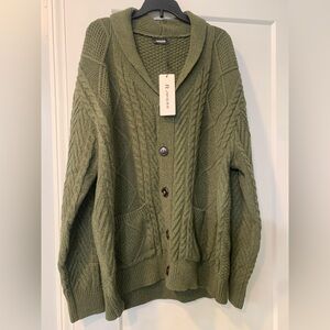 JMIERR Cardigan Sweater for Men Casual Long Sleeve Dark Green size Large NWT